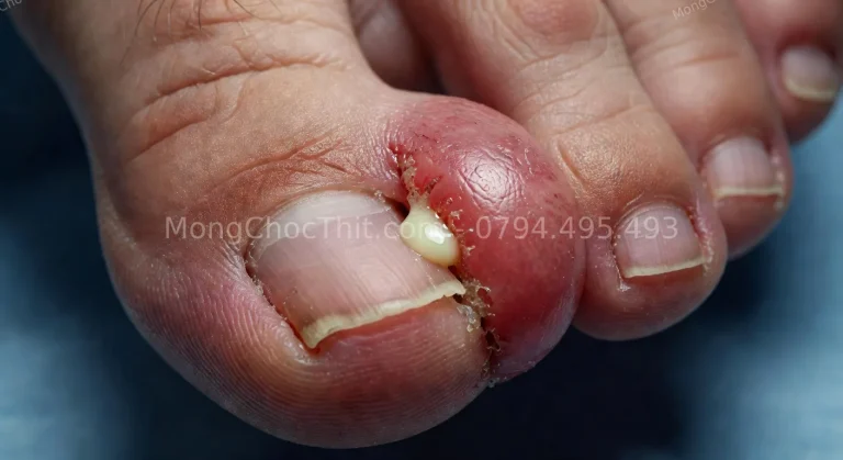 Khóe chân có ụ thịt lớn và mủ nặng: Quy trình xử lý trong một buổi
